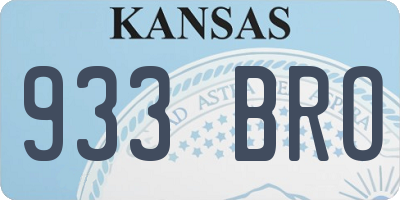KS license plate 933BRO