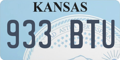 KS license plate 933BTU
