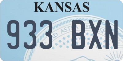 KS license plate 933BXN