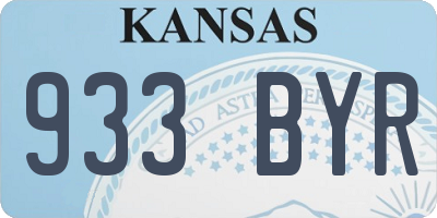 KS license plate 933BYR