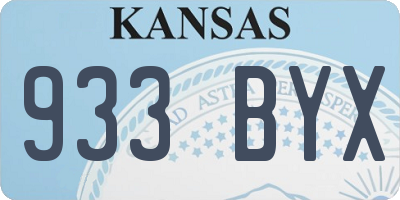 KS license plate 933BYX