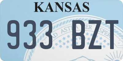 KS license plate 933BZT