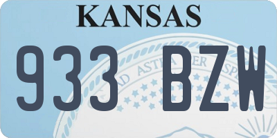 KS license plate 933BZW
