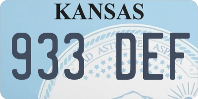 KS license plate 933DEF