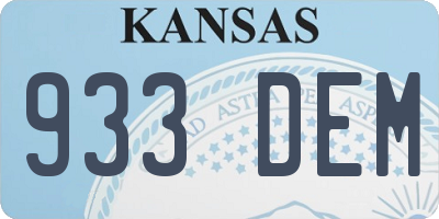 KS license plate 933DEM