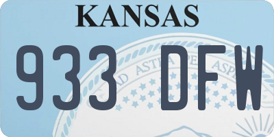 KS license plate 933DFW