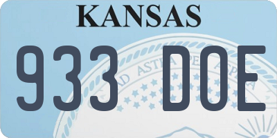 KS license plate 933DOE