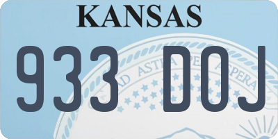 KS license plate 933DOJ