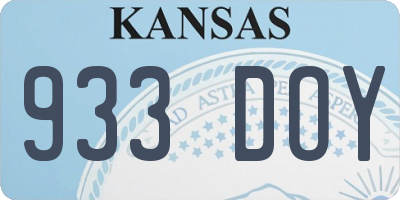 KS license plate 933DOY