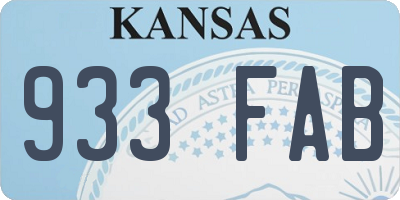 KS license plate 933FAB
