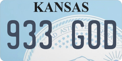 KS license plate 933GOD