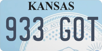 KS license plate 933GOT