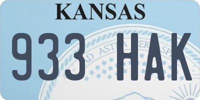 KS license plate 933HAK