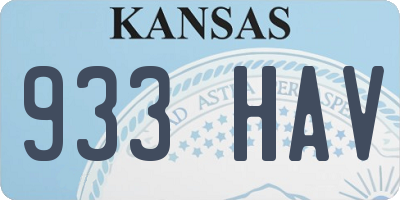 KS license plate 933HAV