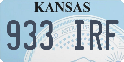 KS license plate 933IRF