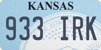 KS license plate 933IRK