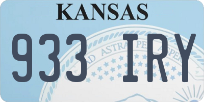 KS license plate 933IRY