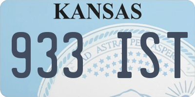 KS license plate 933IST