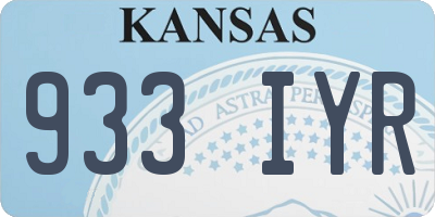 KS license plate 933IYR