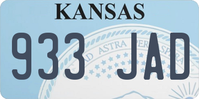 KS license plate 933JAD