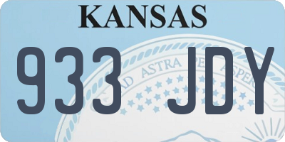 KS license plate 933JDY