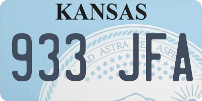 KS license plate 933JFA