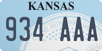 KS license plate 934AAA
