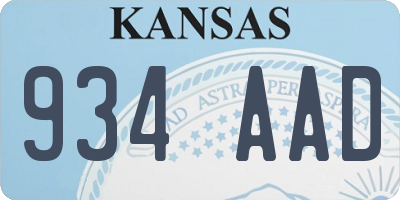 KS license plate 934AAD