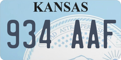 KS license plate 934AAF