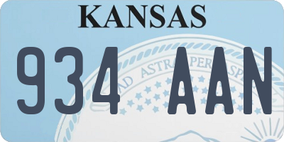 KS license plate 934AAN