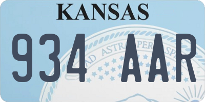 KS license plate 934AAR