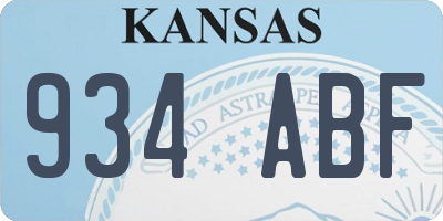KS license plate 934ABF