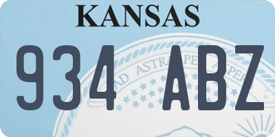 KS license plate 934ABZ