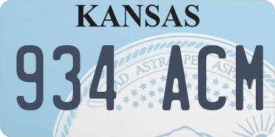 KS license plate 934ACM