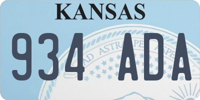 KS license plate 934ADA