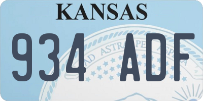 KS license plate 934ADF