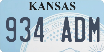 KS license plate 934ADM