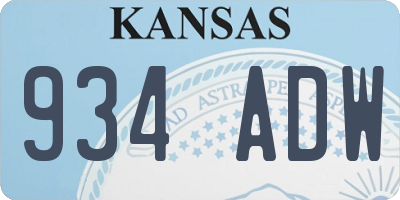 KS license plate 934ADW