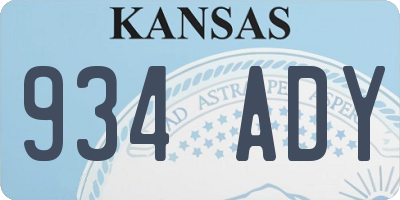 KS license plate 934ADY
