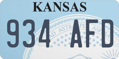 KS license plate 934AFD