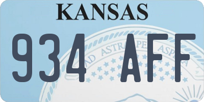 KS license plate 934AFF