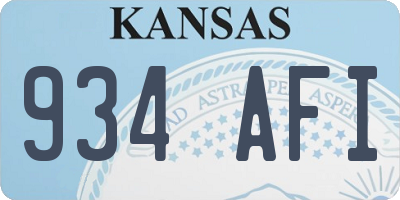 KS license plate 934AFI