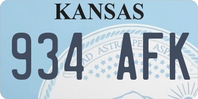 KS license plate 934AFK