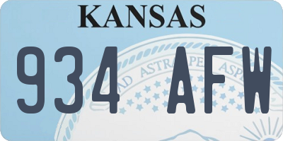 KS license plate 934AFW