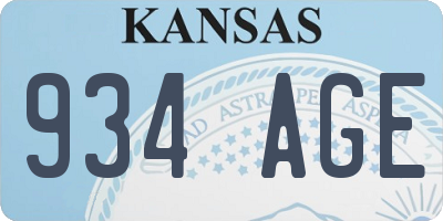 KS license plate 934AGE