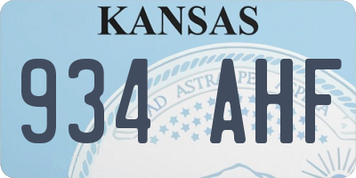 KS license plate 934AHF