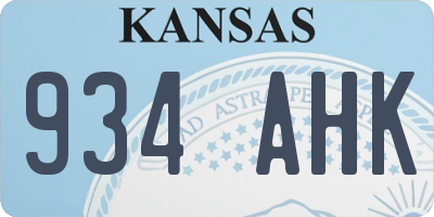 KS license plate 934AHK