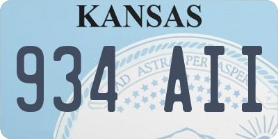 KS license plate 934AII