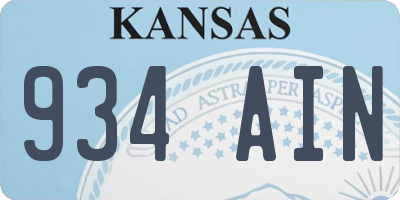 KS license plate 934AIN