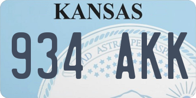 KS license plate 934AKK